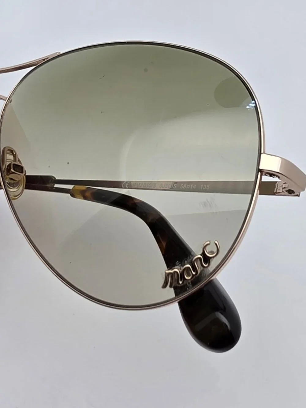 Marc Jacobs MMJ050/S 0J5GIS Gold Frame Green Gradient Lens Aviator Sunglasses
